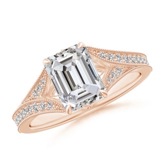 8x6mm IJI1I2 Vintage Inspired Emerald-Cut Diamond Split Shank Engagement Ring in Rose Gold