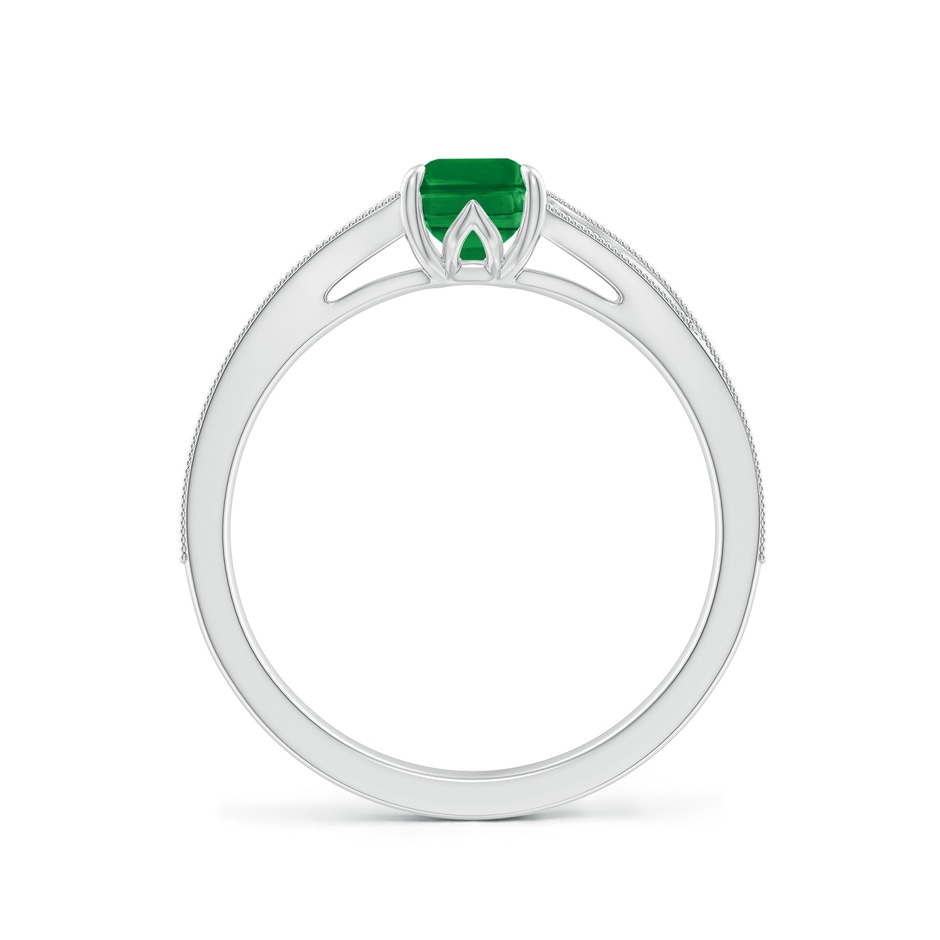 7x5mm AAA Vintage Inspired Emerald-Cut Emerald Split Shank Engagement Ring in White Gold side 199