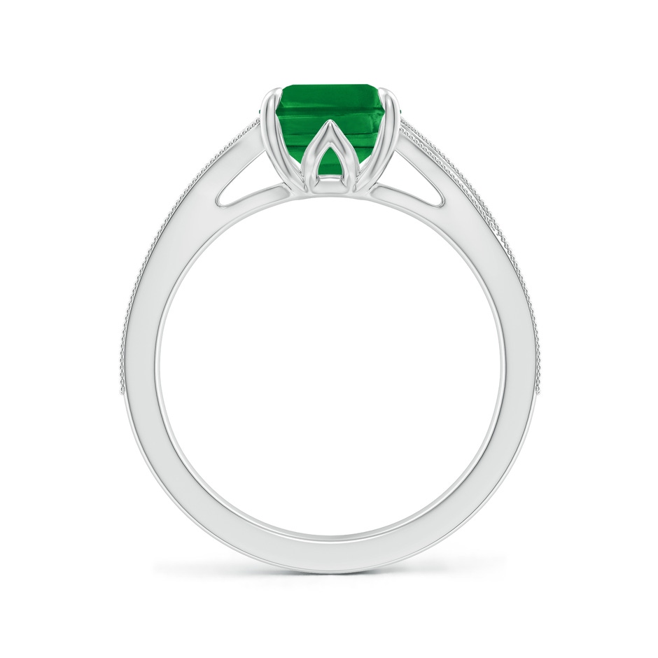 9x7mm AAA Vintage Inspired Emerald-Cut Emerald Split Shank Engagement Ring in White Gold side 199