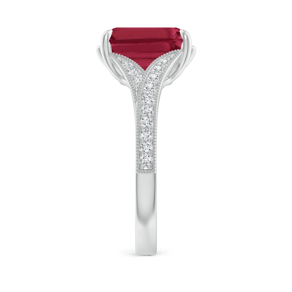 10x8mm A Vintage Inspired Emerald-Cut Ruby Split Shank Engagement Ring in White Gold side 299