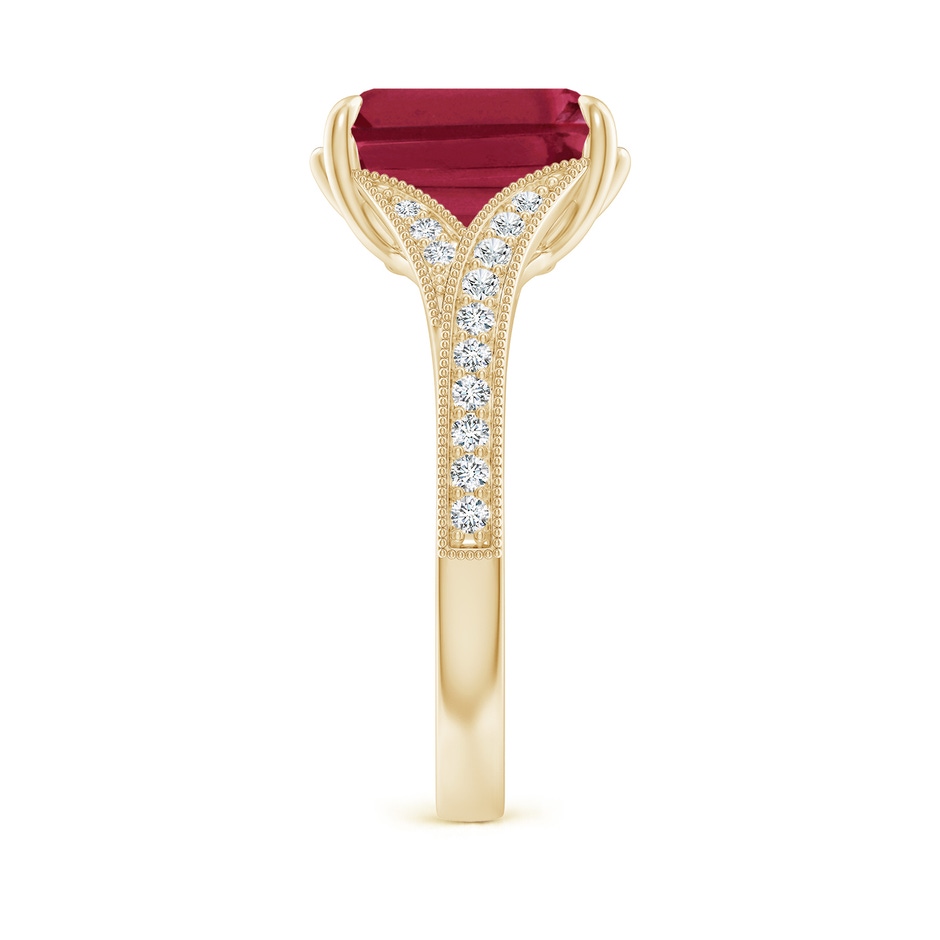 10x8mm A Vintage Inspired Emerald-Cut Ruby Split Shank Engagement Ring in Yellow Gold side 299