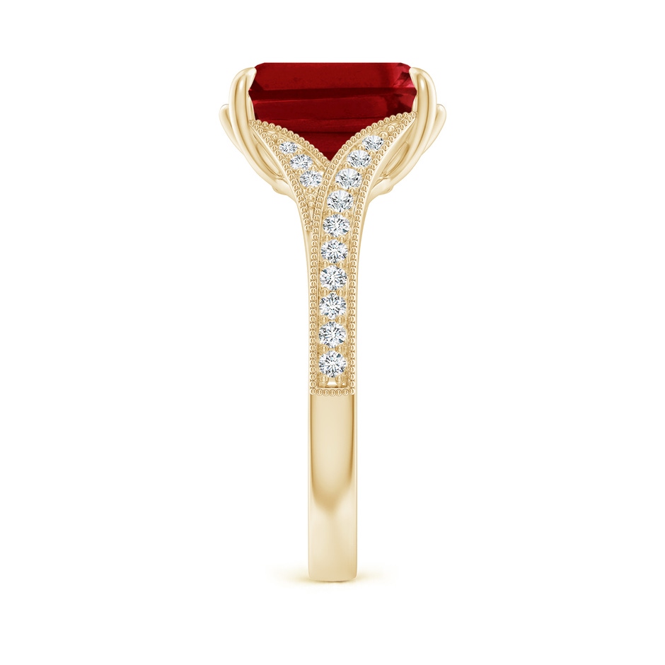 10x8mm AAAA Vintage Inspired Emerald-Cut Ruby Split Shank Engagement Ring in 18K Yellow Gold side 299