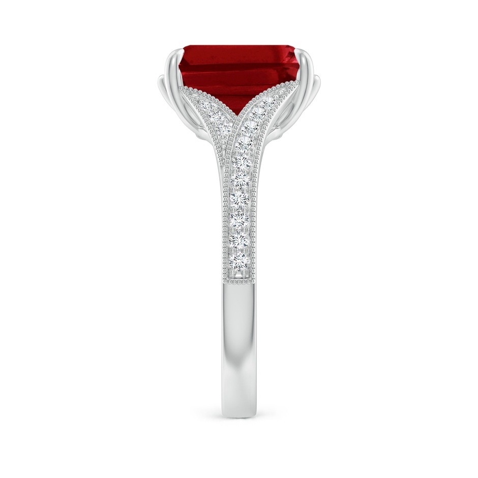 10x8mm AAAA Vintage Inspired Emerald-Cut Ruby Split Shank Engagement Ring in P950 Platinum side 299
