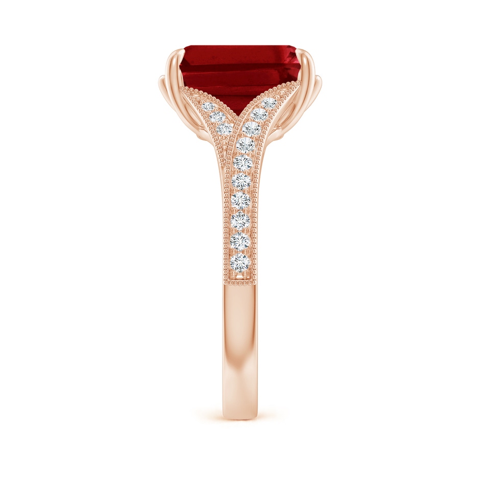 10x8mm AAAA Vintage Inspired Emerald-Cut Ruby Split Shank Engagement Ring in Rose Gold side 299