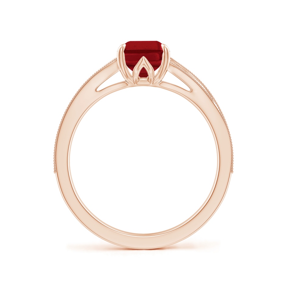 8x6mm AAA Vintage Inspired Emerald-Cut Ruby Split Shank Engagement Ring in Rose Gold side 199
