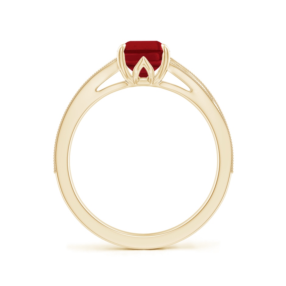 8x6mm AAA Vintage Inspired Emerald-Cut Ruby Split Shank Engagement Ring in Yellow Gold side 199