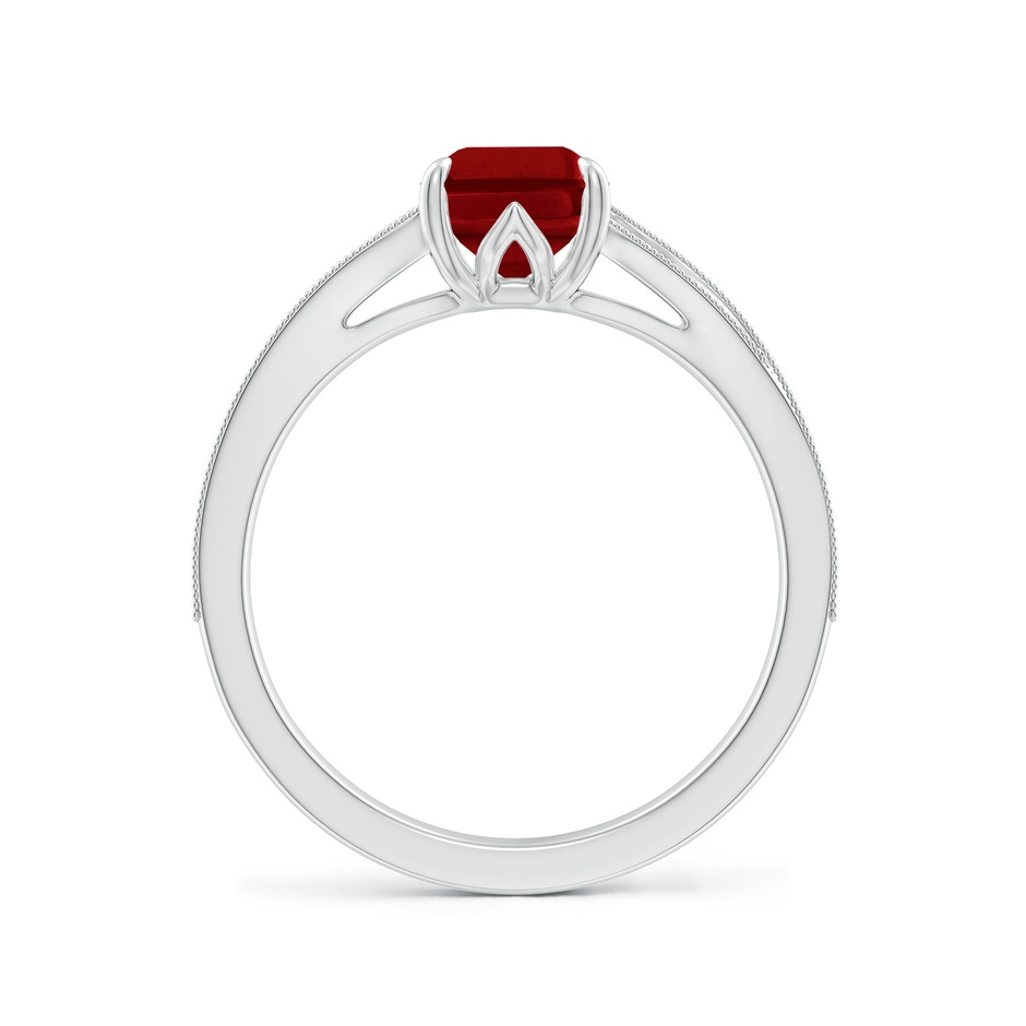 8x6mm AAAA Vintage Inspired Emerald-Cut Ruby Split Shank Engagement Ring in White Gold side 199