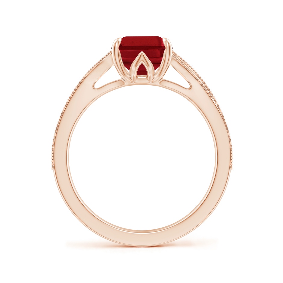 9x7mm AAA Vintage Inspired Emerald-Cut Ruby Split Shank Engagement Ring in Rose Gold side 199