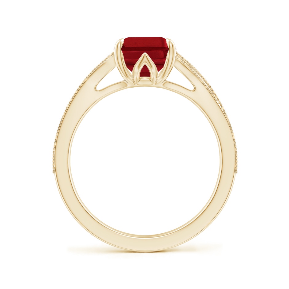 9x7mm AAA Vintage Inspired Emerald-Cut Ruby Split Shank Engagement Ring in Yellow Gold side 199