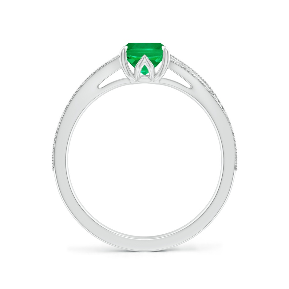 7x5mm AAA Vintage Inspired Cushion Rectangular Emerald Split Shank Engagement Ring in 18K White Gold side 199