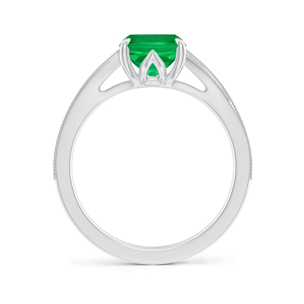 9x7mm AAA Vintage Inspired Cushion Rectangular Emerald Split Shank Engagement Ring in White Gold Side 199