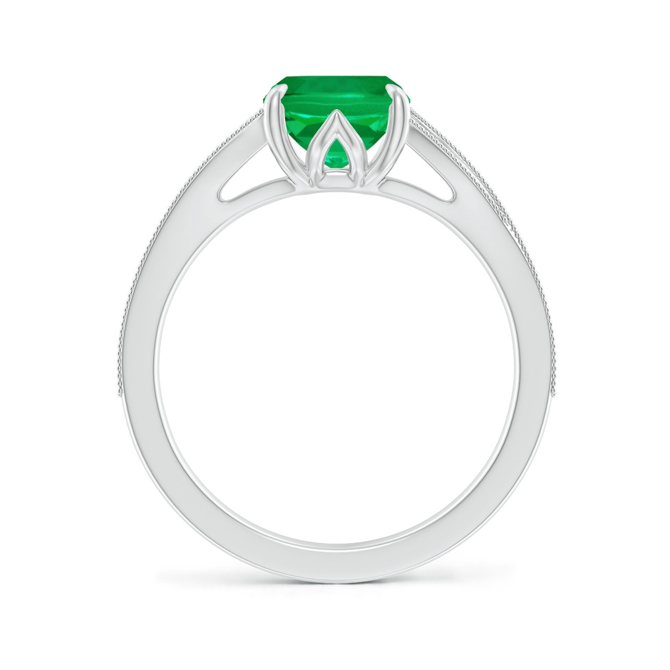 9x7mm AAA Vintage Inspired Cushion Rectangular Emerald Split Shank Engagement Ring in White Gold side 199