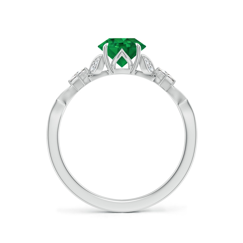 6.5mm AAA Vintage Style Round Emerald Engagement Ring with Leaf Motifs in White Gold side 199