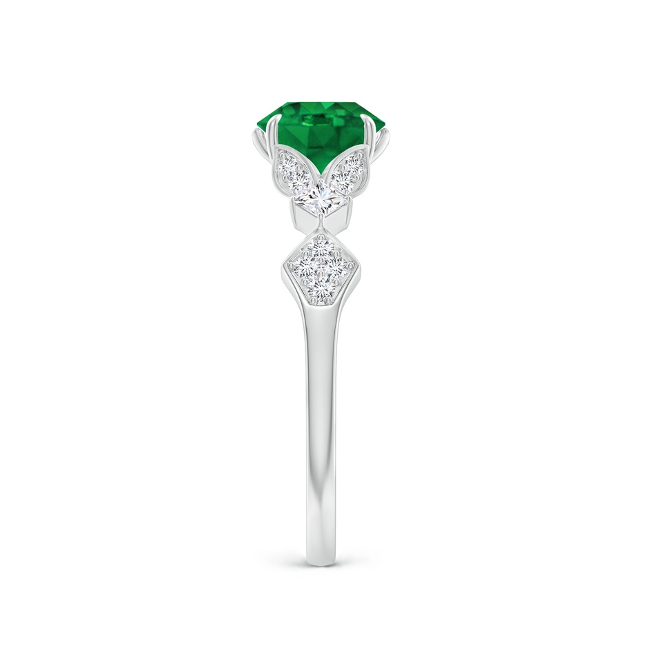 6.5mm AAA Vintage Style Round Emerald Engagement Ring with Leaf Motifs in White Gold side 299