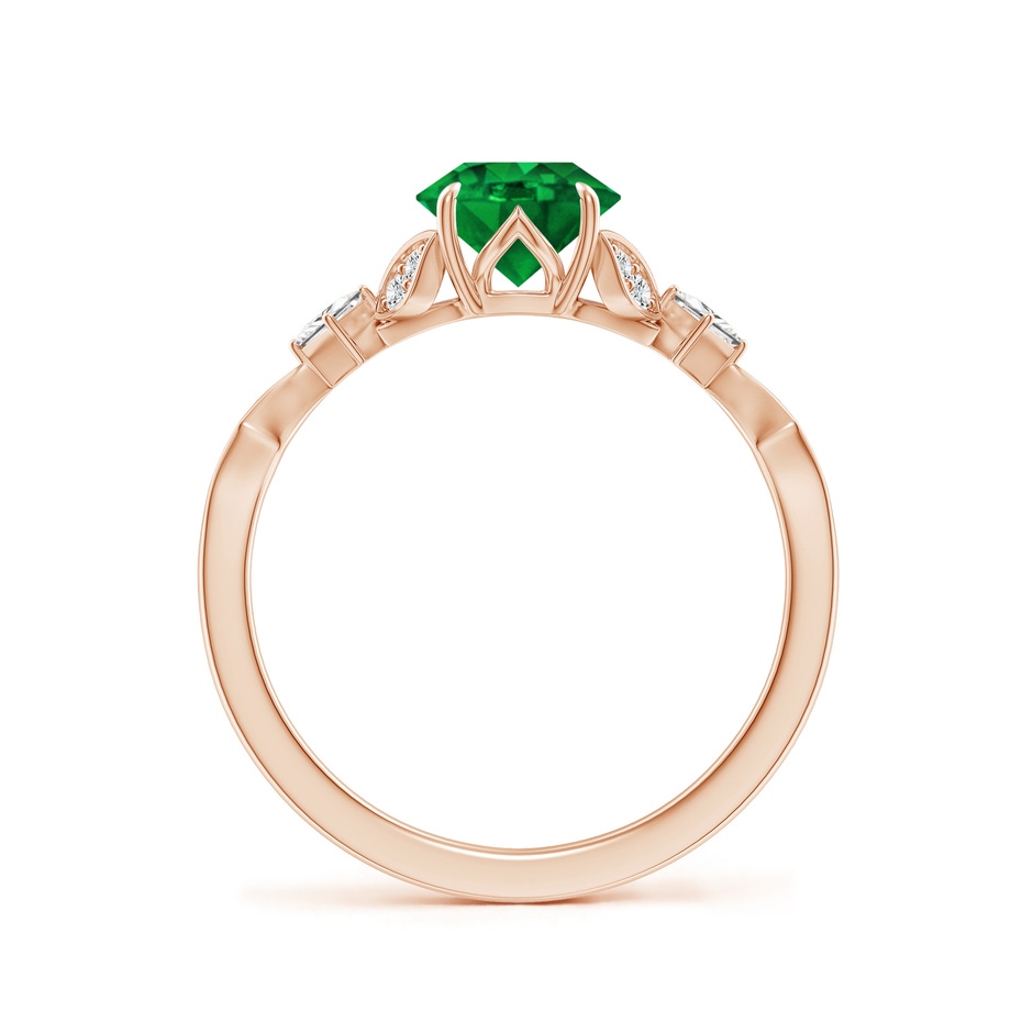 6.5mm AAAA Vintage Style Round Emerald Engagement Ring with Leaf Motifs in Rose Gold side 199