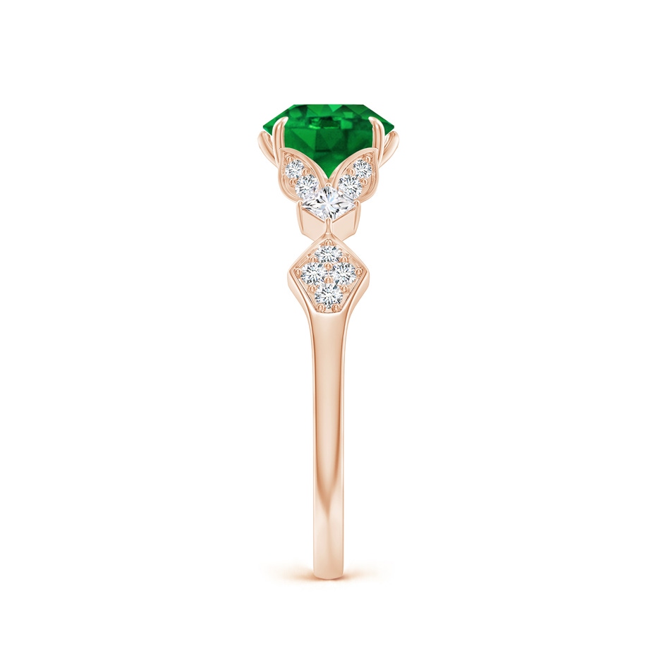 6.5mm AAAA Vintage Style Round Emerald Engagement Ring with Leaf Motifs in Rose Gold side 299