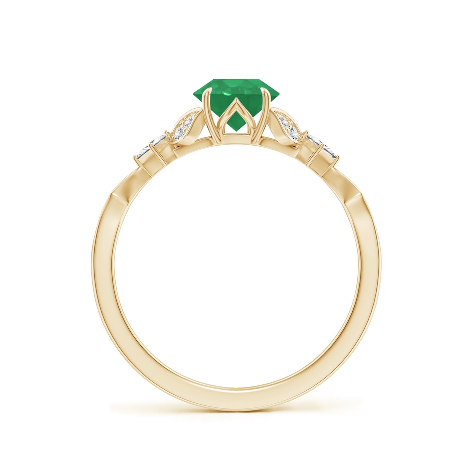 6mm A Vintage Style Round Emerald Engagement Ring with Leaf Motifs in Yellow Gold side 199