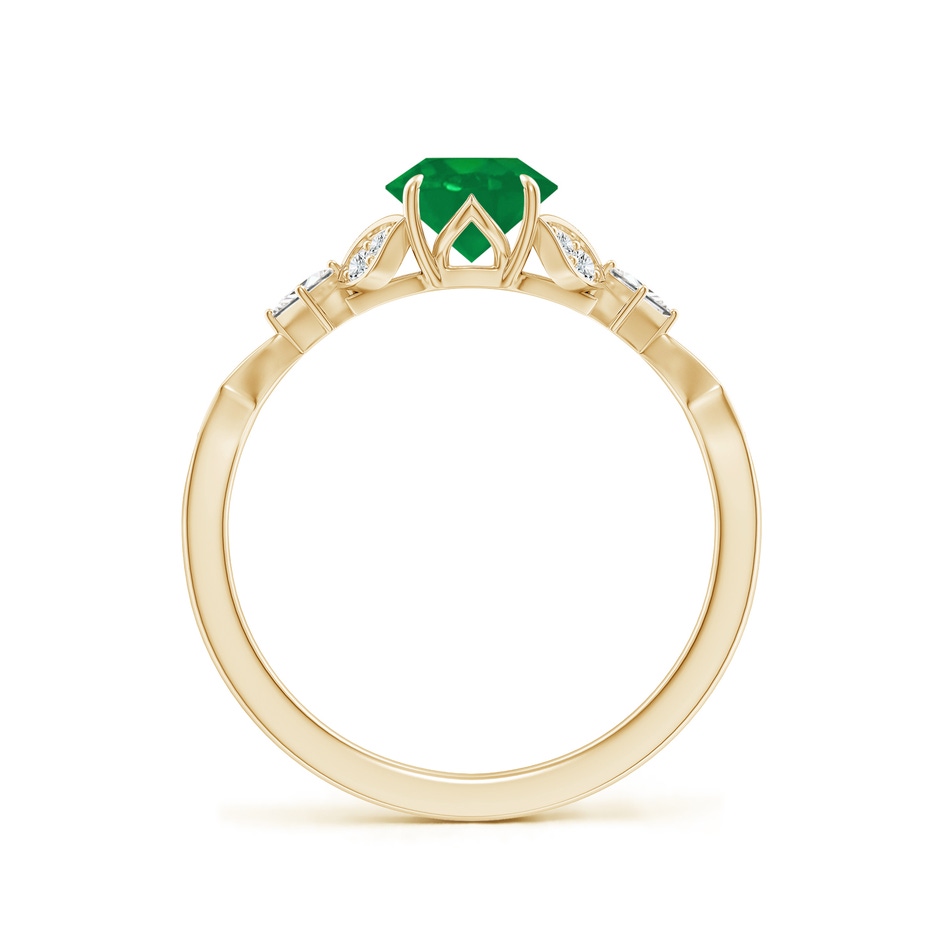 6mm AA Vintage Style Round Emerald Engagement Ring with Leaf Motifs in Yellow Gold side 199