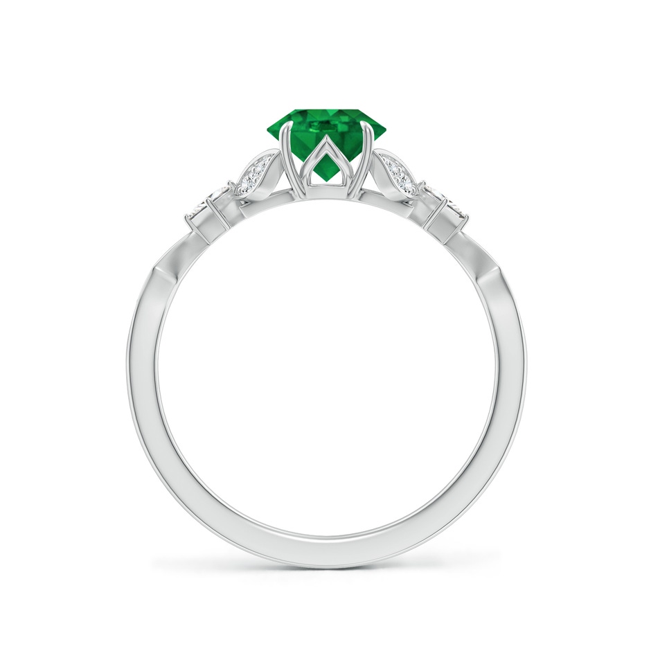 6mm AAA Vintage Style Round Emerald Engagement Ring with Leaf Motifs in White Gold side 199