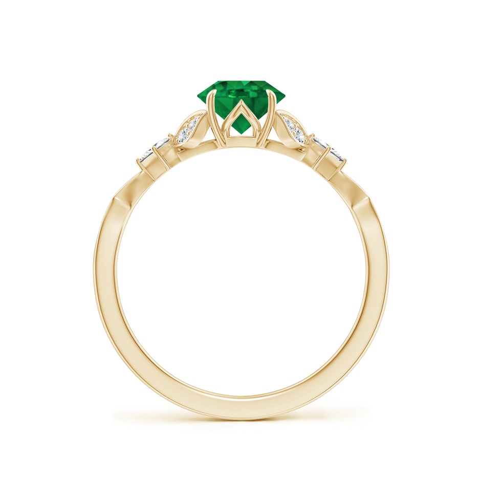 6mm AAA Vintage Style Round Emerald Engagement Ring with Leaf Motifs in Yellow Gold side 199