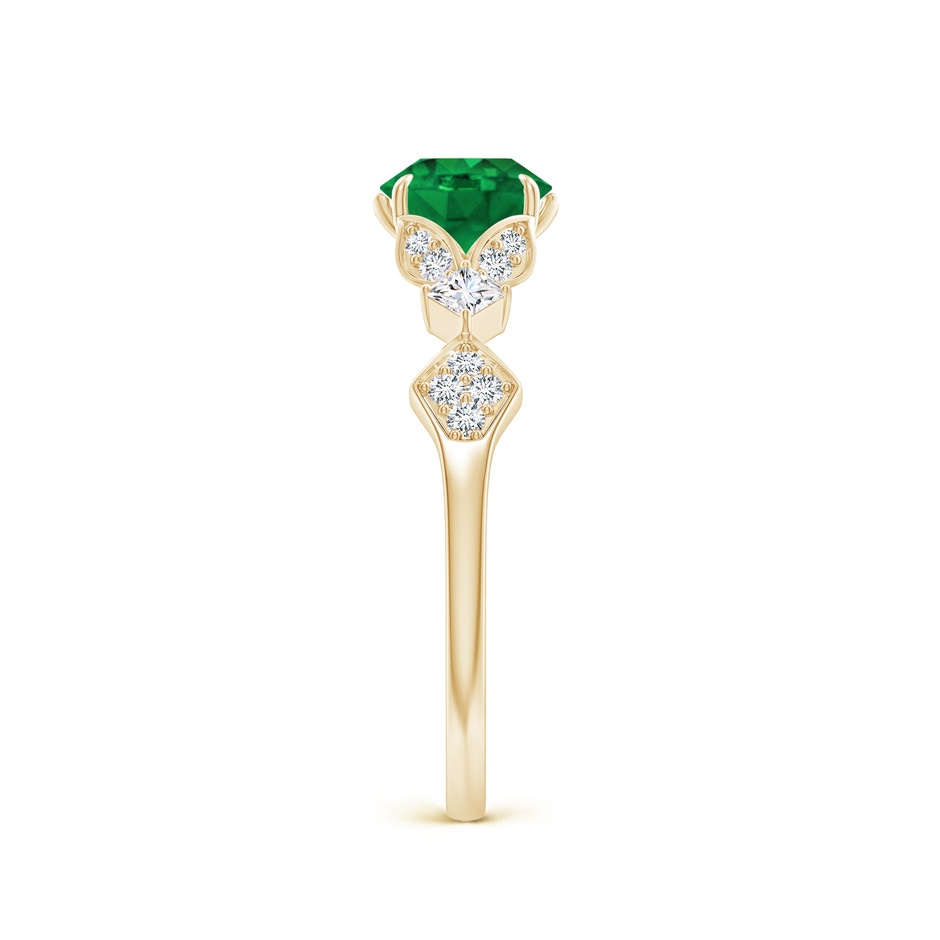 6mm AAA Vintage Style Round Emerald Engagement Ring with Leaf Motifs in Yellow Gold side 299