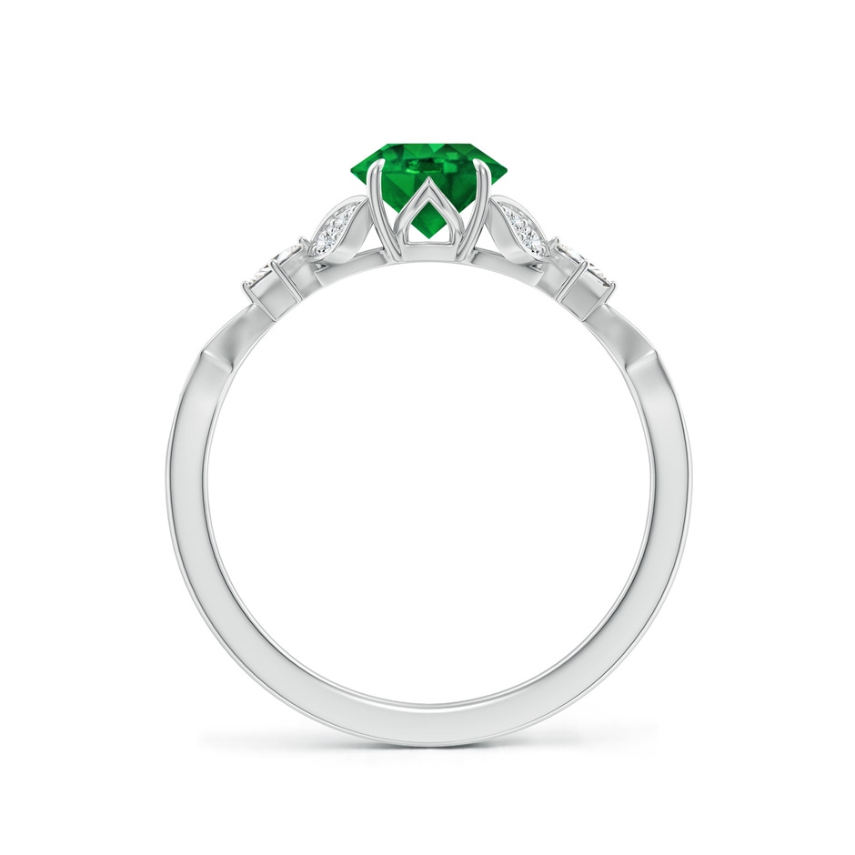 6mm AAAA Vintage Style Round Emerald Engagement Ring with Leaf Motifs in White Gold side 199