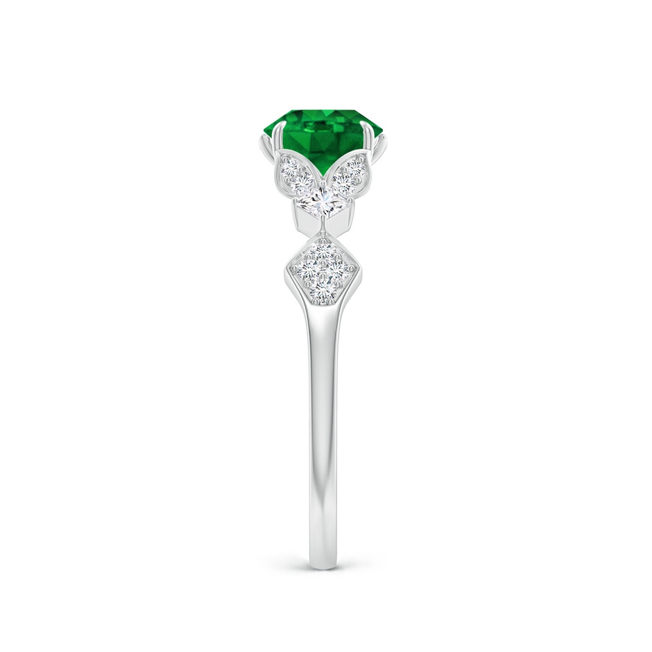 6mm AAAA Vintage Style Round Emerald Engagement Ring with Leaf Motifs in White Gold side 299