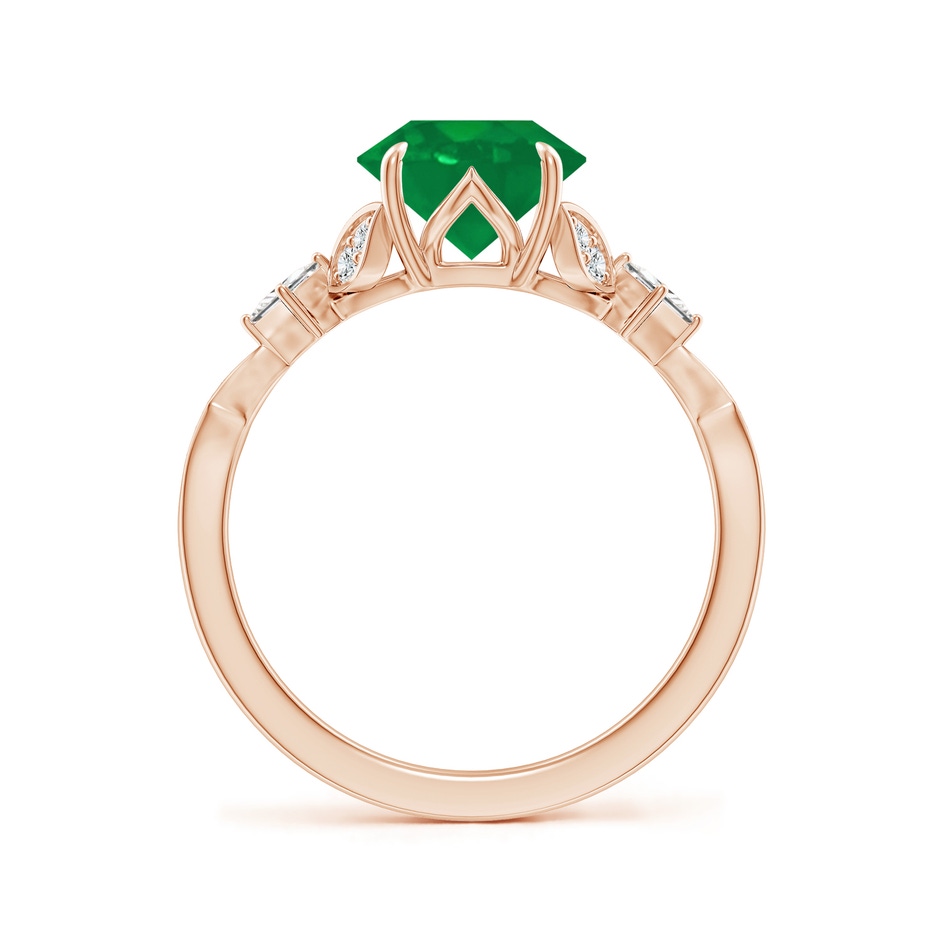 8mm AA Vintage Style Round Emerald Engagement Ring with Leaf Motifs in Rose Gold side 199