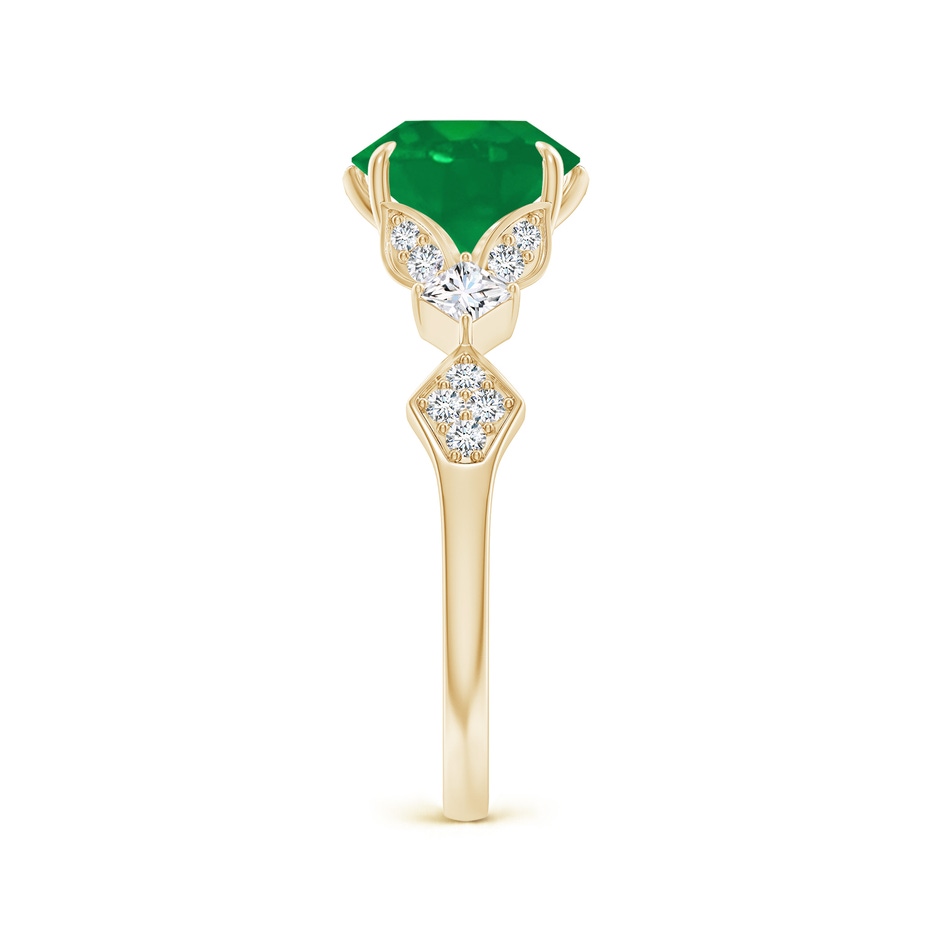 8mm AA Vintage Style Round Emerald Engagement Ring with Leaf Motifs in Yellow Gold side 299