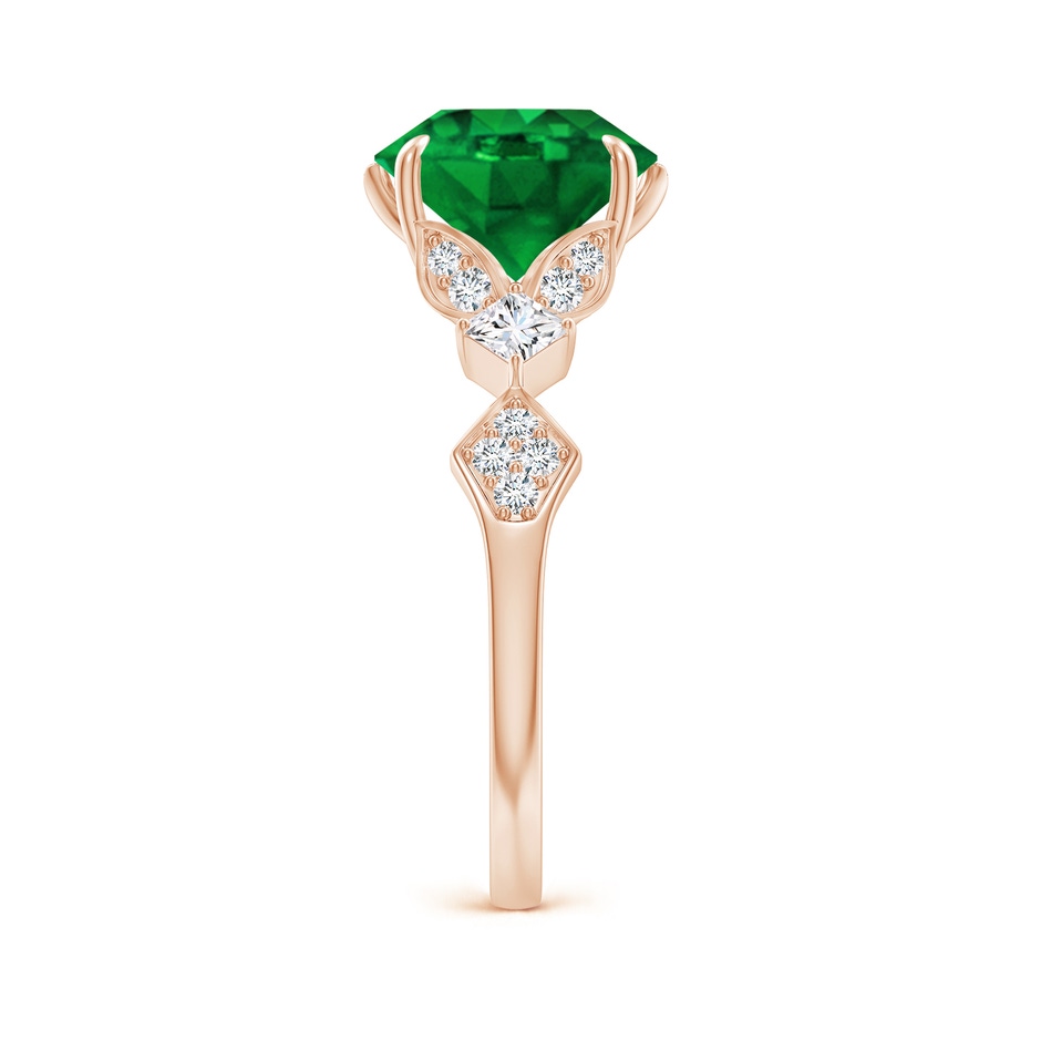9mm AAAA Vintage Style Round Emerald Engagement Ring with Leaf Motifs in Rose Gold side 299
