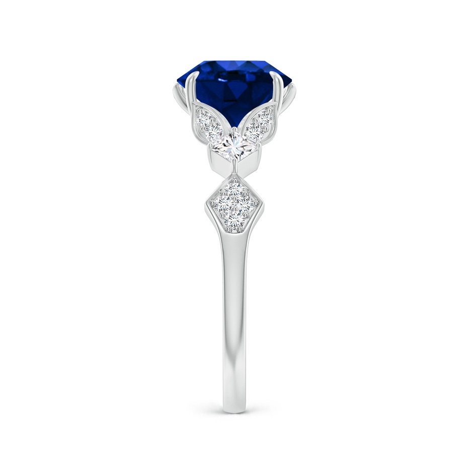 8mm Lab-Grown Vintage Style Round Blue Sapphire Engagement Ring with Leaf Motifs in 18K White Gold side 299