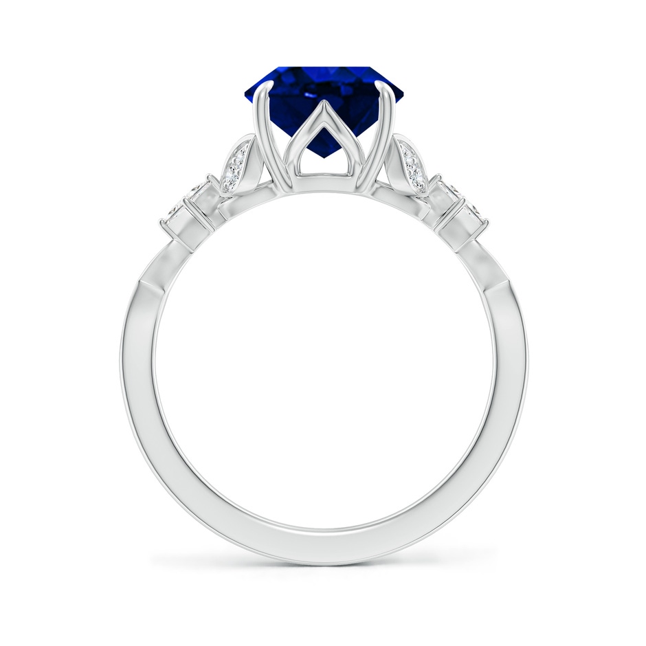 10x8mm Lab-Grown Vintage Style Oval Blue Sapphire Engagement Ring with Leaf Motifs in White Gold side 199