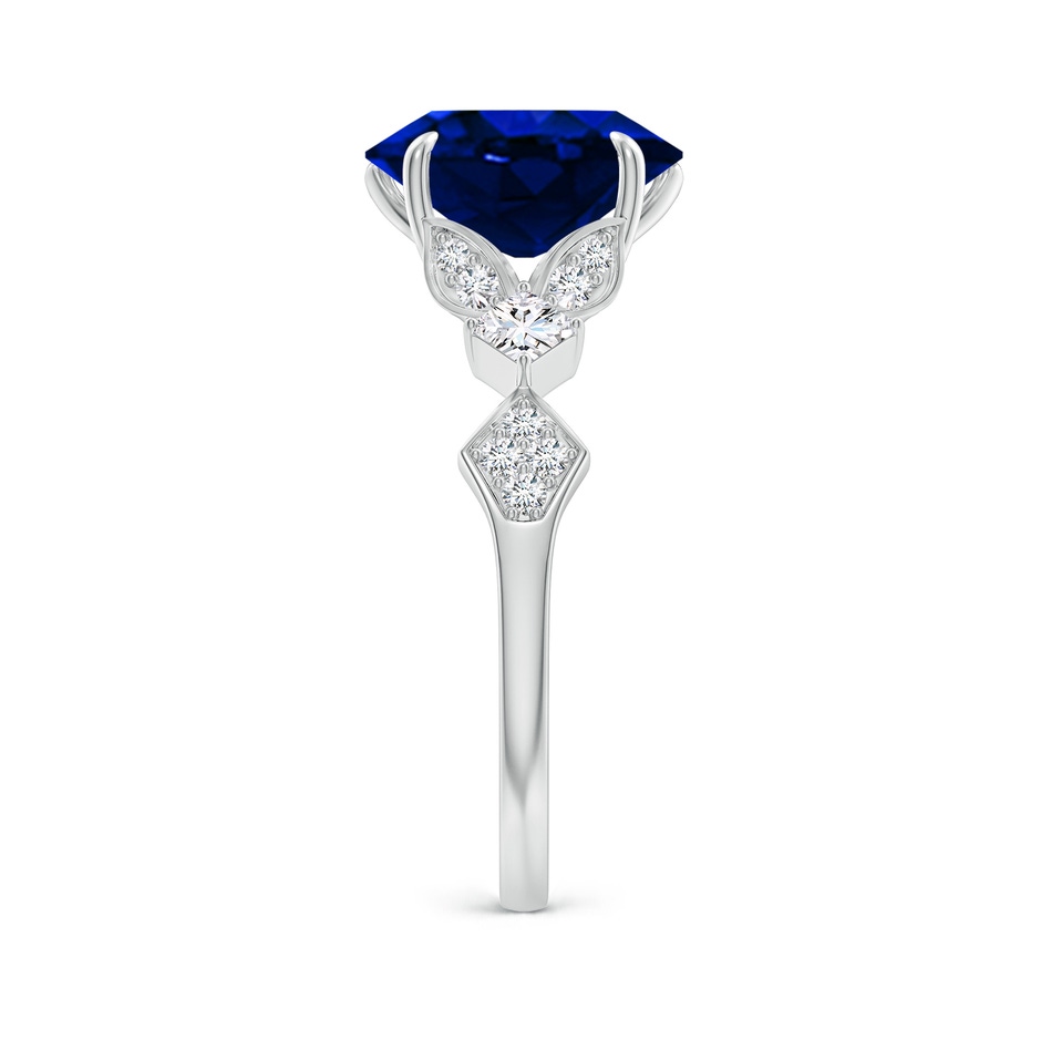 10x8mm Lab-Grown Vintage Style Oval Blue Sapphire Engagement Ring with Leaf Motifs in White Gold side 299