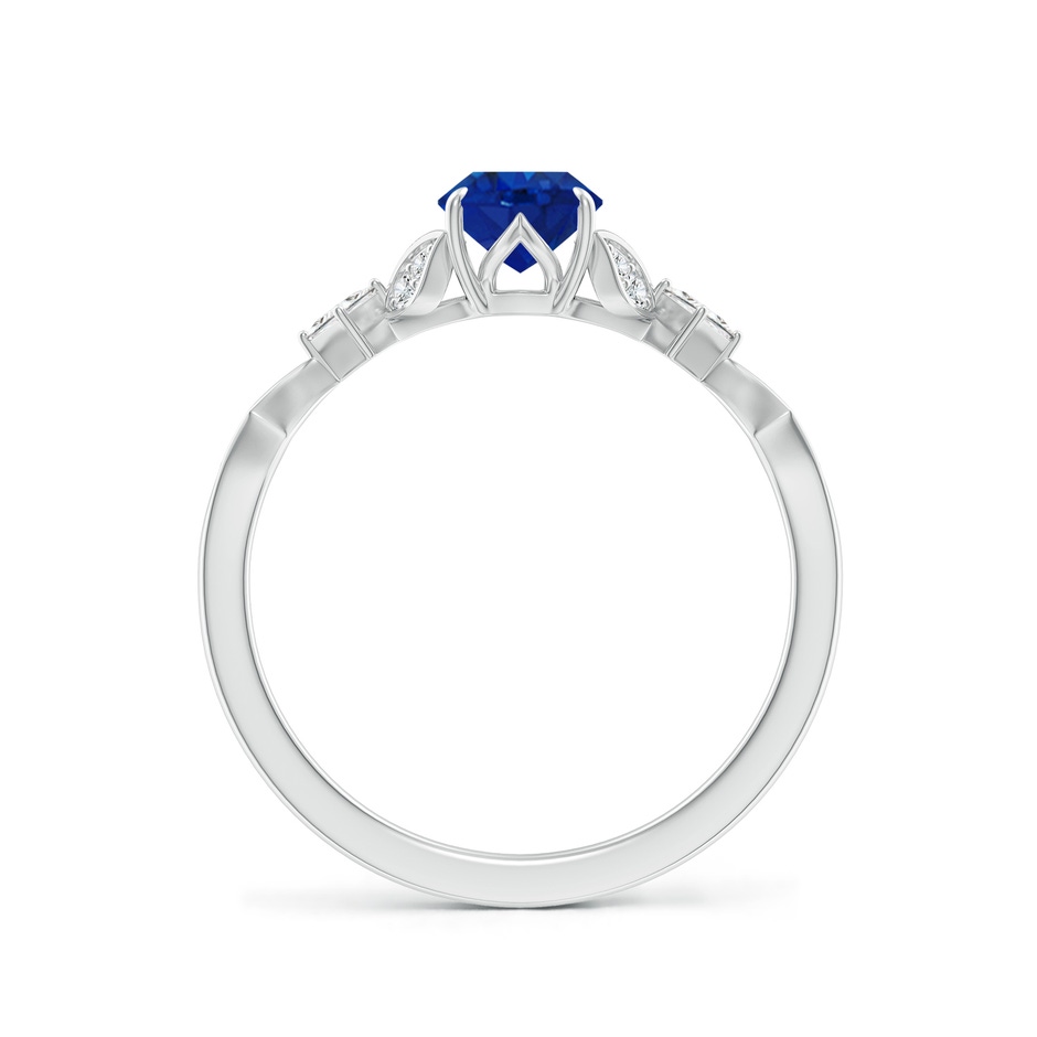 7x5mm AAA Vintage Style Oval Blue Sapphire Engagement Ring with Leaf Motifs in P950 Platinum side 199