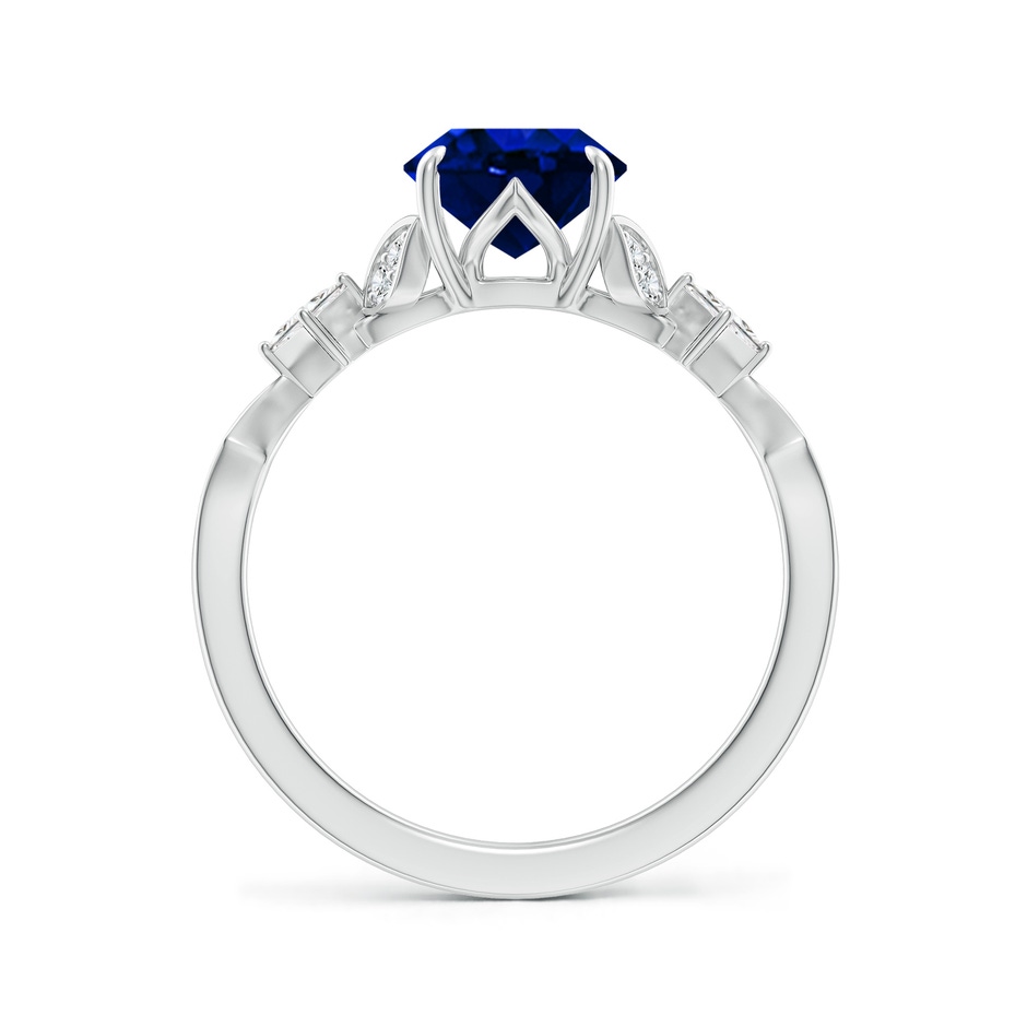 9x7mm Lab-Grown Vintage Style Oval Blue Sapphire Engagement Ring with Leaf Motifs in White Gold side 199