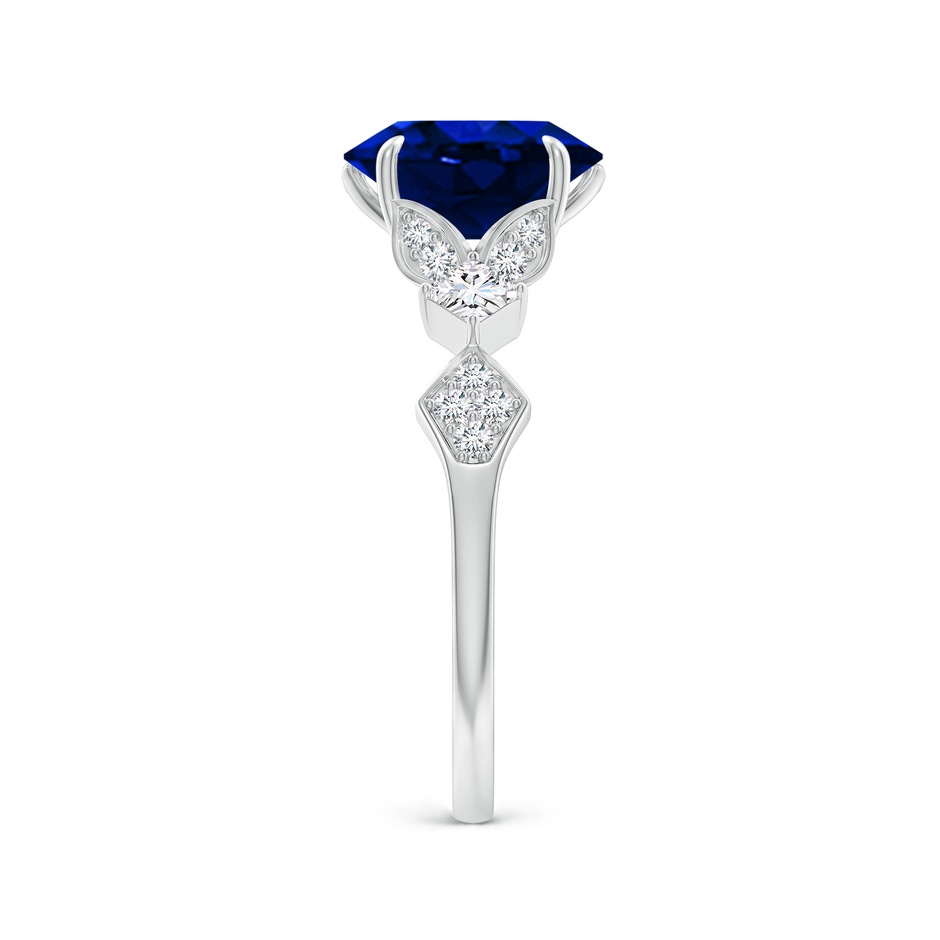 9x7mm Lab-Grown Vintage Style Oval Blue Sapphire Engagement Ring with Leaf Motifs in White Gold side 299