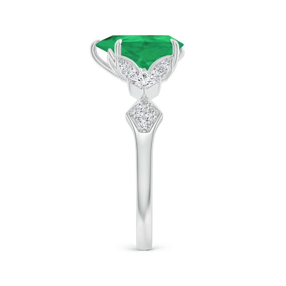 10x8mm A Vintage Style Pear Emerald Engagement Ring with Leaf Motifs in White Gold side 299