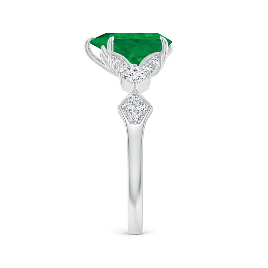 10x8mm AA Vintage Style Pear Emerald Engagement Ring with Leaf Motifs in P950 Platinum side 299
