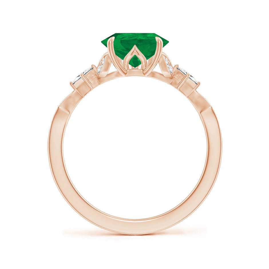 10x8mm AA Vintage Style Pear Emerald Engagement Ring with Leaf Motifs in Rose Gold side 199