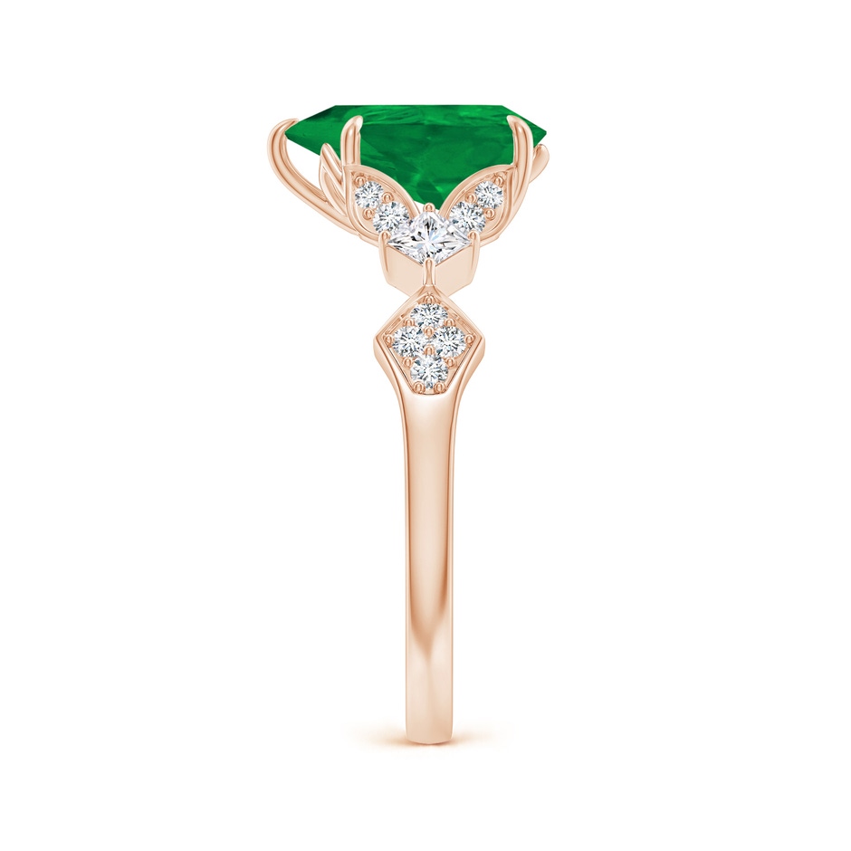 10x8mm AA Vintage Style Pear Emerald Engagement Ring with Leaf Motifs in Rose Gold side 299