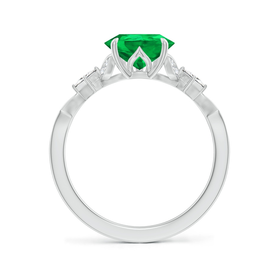 10x8mm AAA Vintage Style Pear Emerald Engagement Ring with Leaf Motifs in P950 Platinum side 199