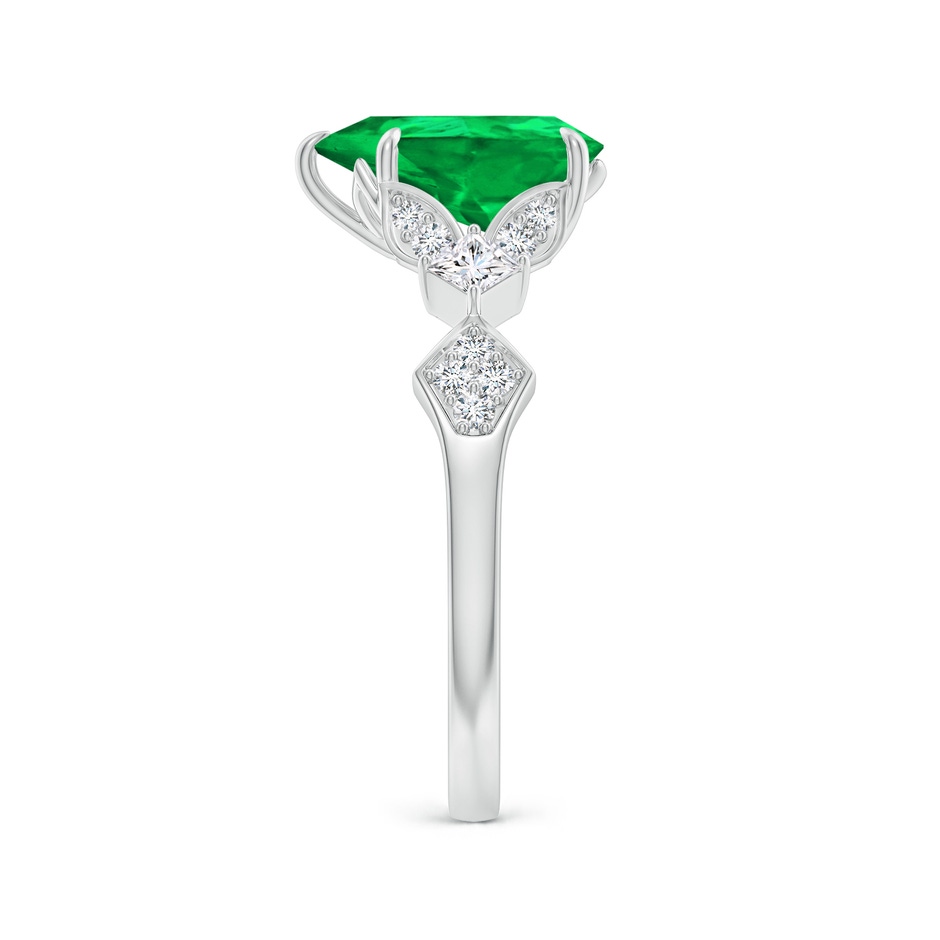 10x8mm AAA Vintage Style Pear Emerald Engagement Ring with Leaf Motifs in P950 Platinum side 299