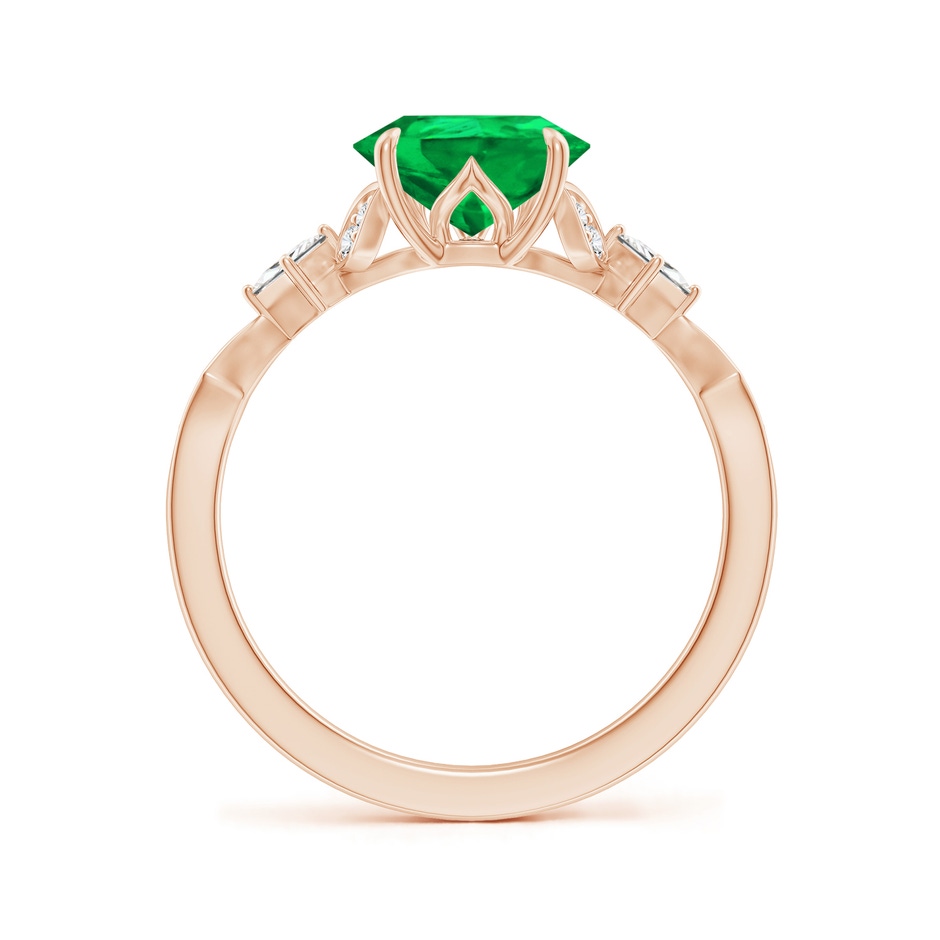 10x8mm AAA Vintage Style Pear Emerald Engagement Ring with Leaf Motifs in Rose Gold side 199