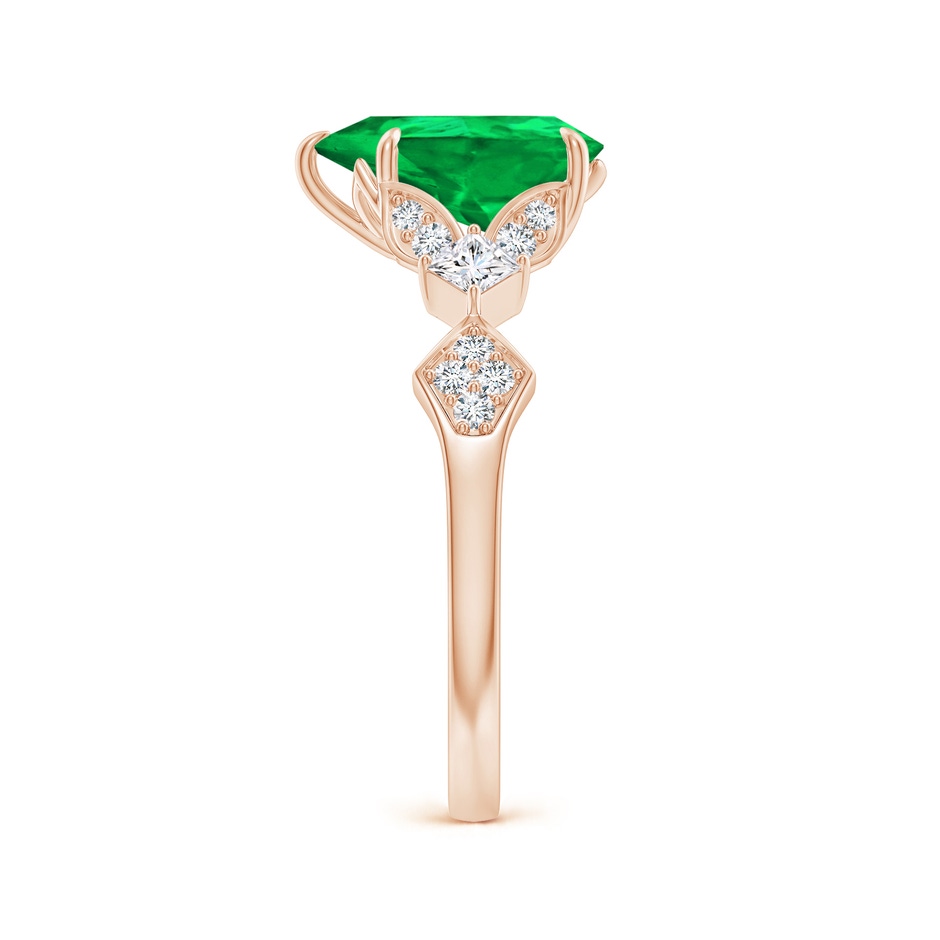 10x8mm AAA Vintage Style Pear Emerald Engagement Ring with Leaf Motifs in Rose Gold side 299