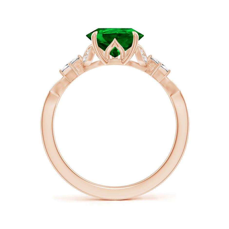10x8mm AAAA Vintage Style Pear Emerald Engagement Ring with Leaf Motifs in Rose Gold side 199