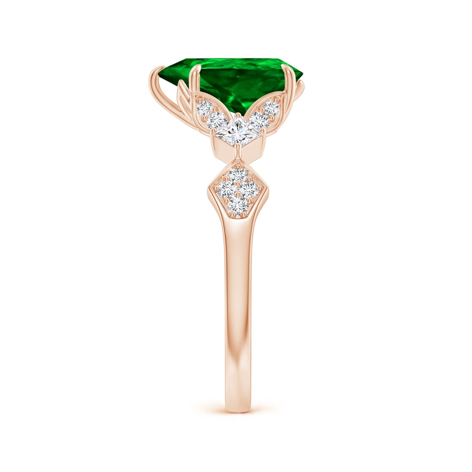 10x8mm AAAA Vintage Style Pear Emerald Engagement Ring with Leaf Motifs in Rose Gold side 299