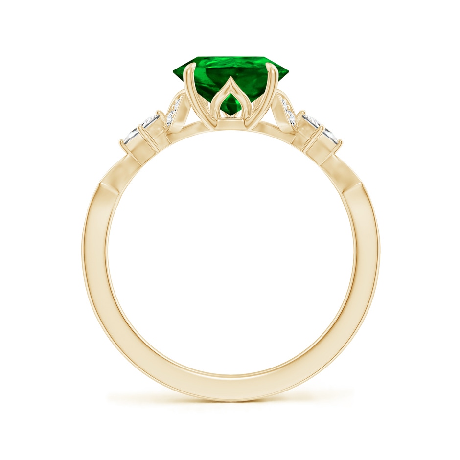 10x8mm AAAA Vintage Style Pear Emerald Engagement Ring with Leaf Motifs in Yellow Gold side 199
