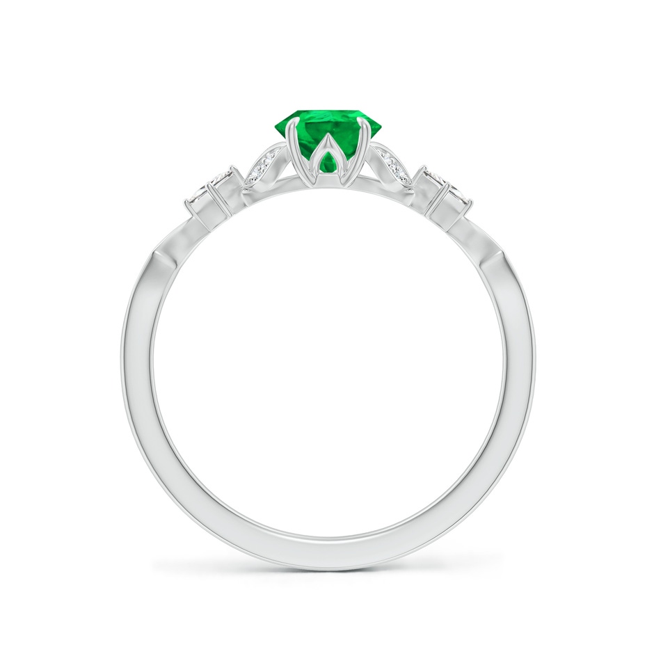 7x5mm AAA Vintage Style Pear Emerald Engagement Ring with Leaf Motifs in 18K White Gold side 199