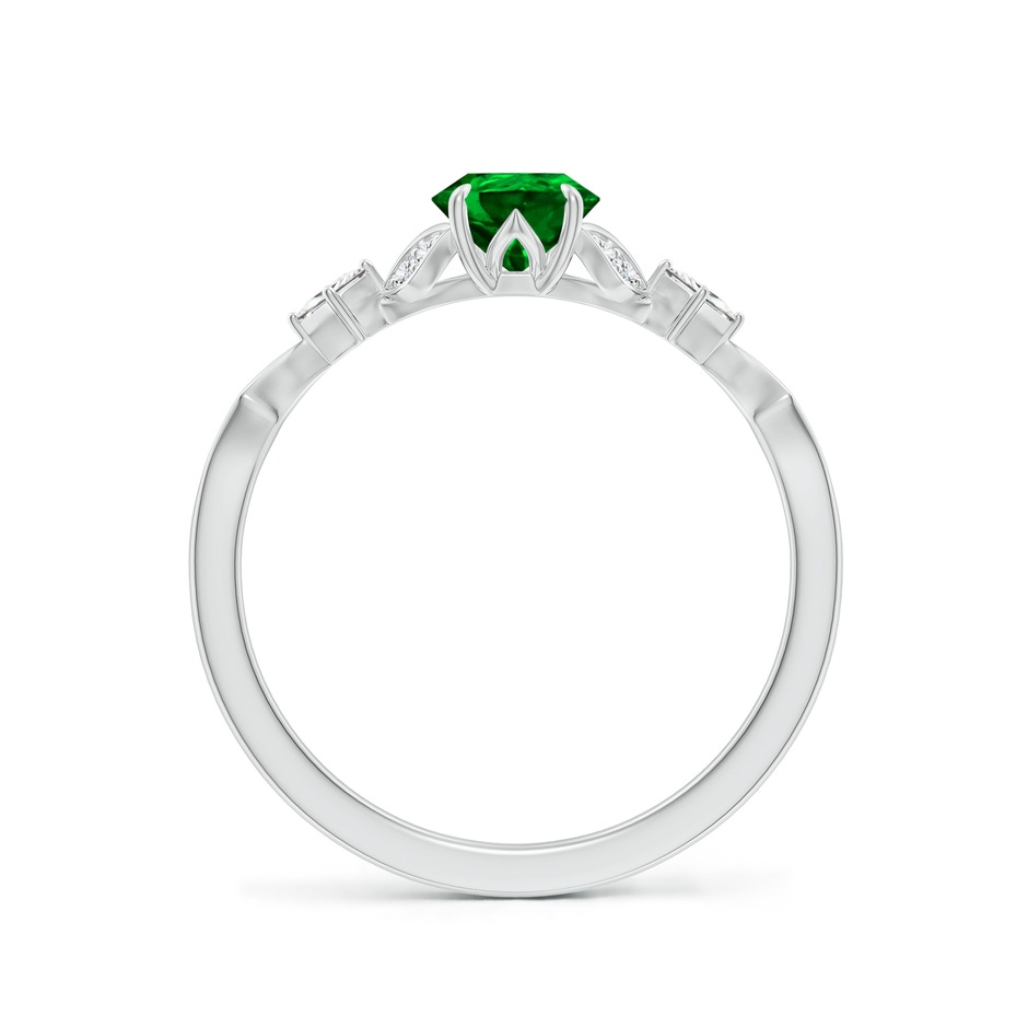 7x5mm AAAA Vintage Style Pear Emerald Engagement Ring with Leaf Motifs in White Gold side 199