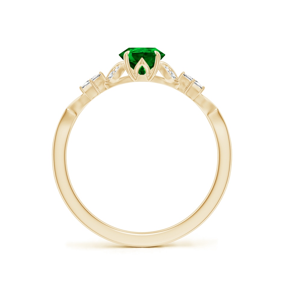 7x5mm AAAA Vintage Style Pear Emerald Engagement Ring with Leaf Motifs in Yellow Gold side 199
